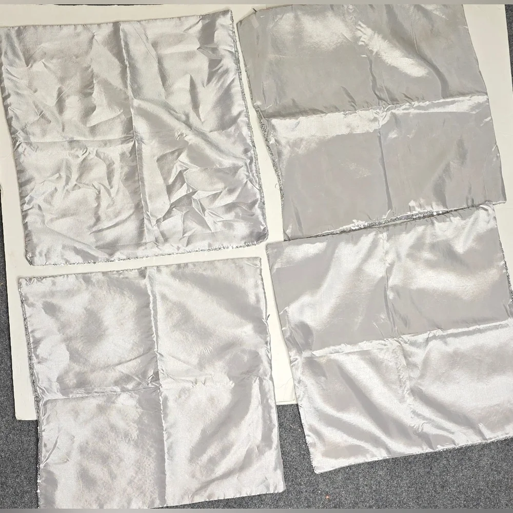 4 Silver Sequin Decorative Pillow Covers 18x18 Silver Sparkle
